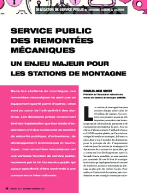 Service public des remontées mécaniques. Un enjeu majeur pour les stations de montagne