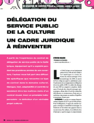 Délégation du service public de la culture. Un cadre juridique à réinventer