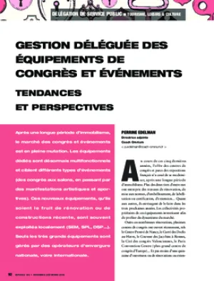 Gestion déléguée des équipements de congrès et événements. Tendances et perspectives