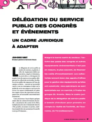 Délégation du service public des congrès et événements. Un cadre juridique à adapter