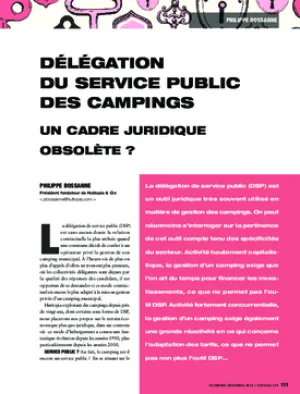Délégation du service public des campings. Un cadre juridique obsolète ?