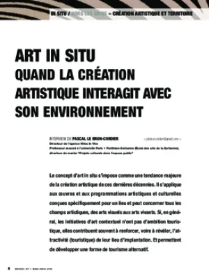 Art in situ. Quand la création artistique interagit avec son environnement