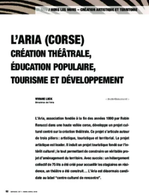 L’Aria (Corse). Création théâtrale, éducation populaire, tourisme et développement