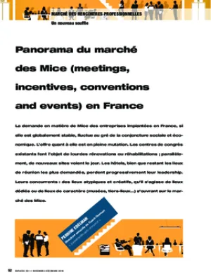 Panorama du marché des Mice (meetings, incentives, conventions and events) en France