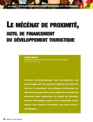 Le mécénat de proximité, outil de financement du développement touristique