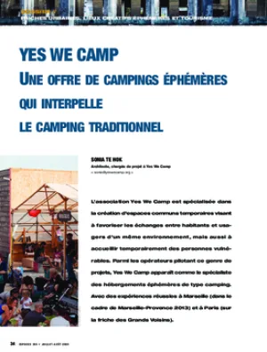 Yes We Camp. Une offre de campings éphémères qui interpelle le camping traditionnel