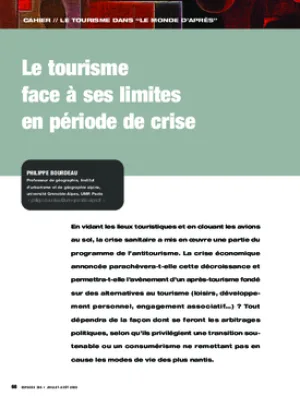 Le tourisme face à ses limites en période de crise
