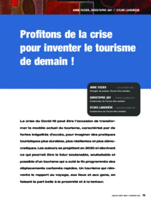 Profitons de la crise pour inventer le tourisme de demain !