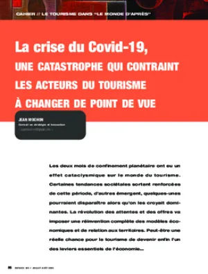 La crise du Covid-19, une catastrophe qui contraint les acteurs du tourisme à changer de point de vue