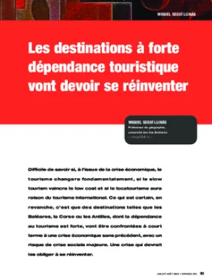 Les destinations à forte dépendance touristique vont devoir se réinventer
