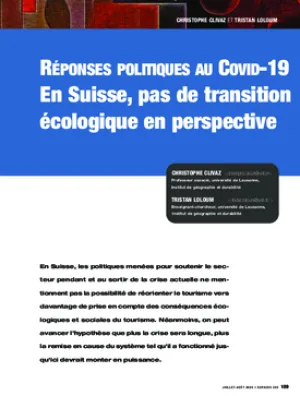 Réponses politiques au Covid-19. En Suisse, pas de transition écologique en perspective