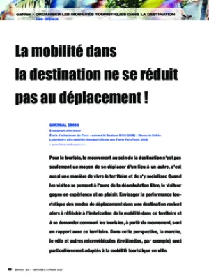 La mobilité dans la destination ne se réduit pas au déplacement !
