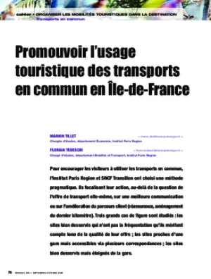 Promouvoir l’usage touristique des transports en commun en Île-de-France