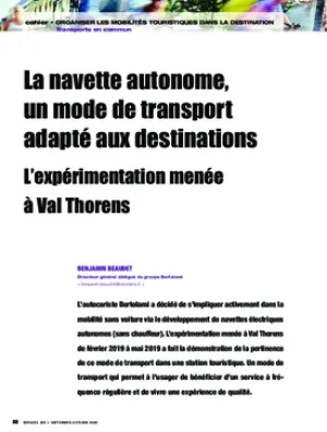 La navette autonome, un mode de transport adapté aux destinations. L’expérimentation menée à Val Thorens
