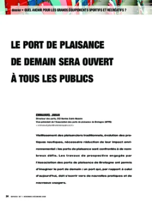 Le port de plaisance de demain sera ouvert à tous les publics