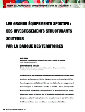 Les grands équipements sportifs : des investissements structurants soutenus par la Banque des territoires