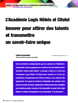 L’Académie Logis Hôtels et Citotel : innover pour attirer des talents et transmettre un savoir-faire unique