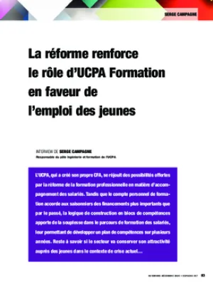 La réforme renforce le rôle d’UCPA Formation en faveur de l’emploi des jeunes