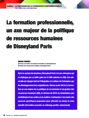 La formation professionnelle, un axe majeur de la politique de ressources humaines de Disneyland Paris