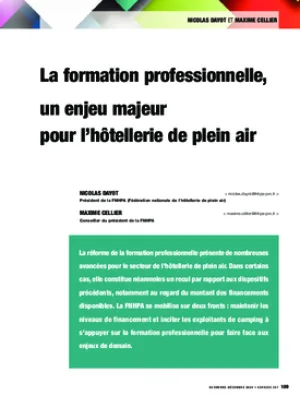 La formation professionnelle, un enjeu majeur pour l’hôtellerie de plein air