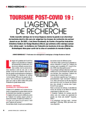 Tourisme post-Covid-19 : l'agenda de recherche