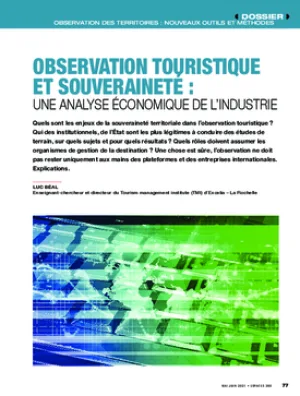 Observation touristique et souveraineté : une analyse économique de l’industrie