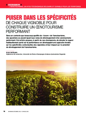 Puiser dans les spécificités de chaque vignoble pour construire un œnotourisme performant