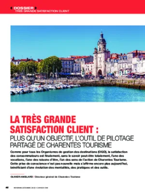 La très grande satisfaction client : plus qu’un objectif, l’outil de pilotage partagé de Charentes Tourisme