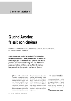 Quand Avoriaz faisait son cinéma