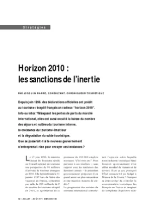 Horizon 2010 : les sanctions de l'inertie