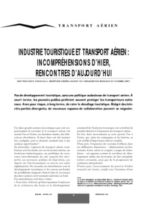Industrie touristique et transport aérien : incompréhensions d'hier, rencontres d'aujourd'hui