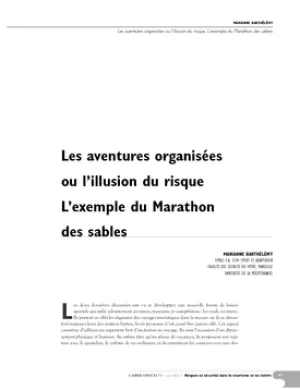 Les aventures organisées ou l'illusion du risque. L'exemple du Marathon des Sables