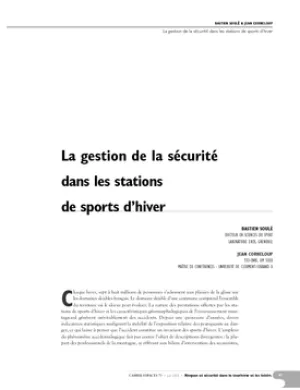 La gestion de la sécurité dans les stations de sports d'hiver