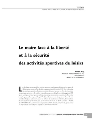 Le maire face à la liberté et à la sécurité des activités sportives de loisirs