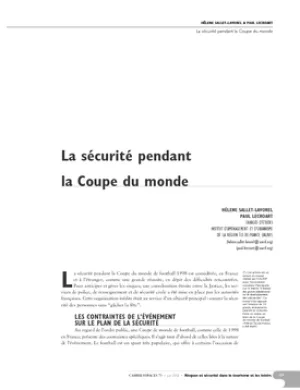 La sécurité pendant la Coupe du monde
