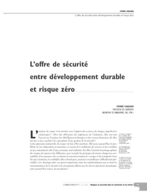 L'offre de sécurité entre développement durable et risque zéro