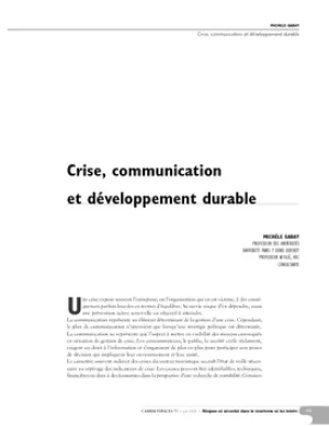 Crise, communication et développement durable