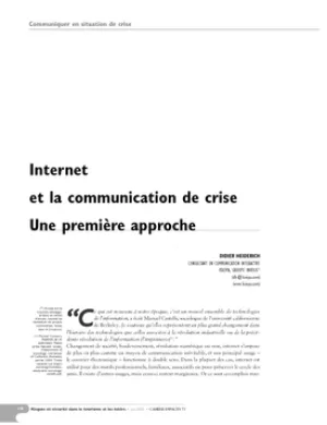 Internet et la communication de crise.
Une première approche