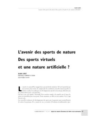 L'avenir des sports de nature. Des sports virtuels et une nature artificielle ?