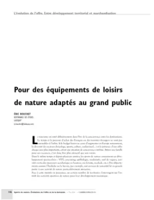 Pour des équipements de loisirs de nature adaptés au grand public