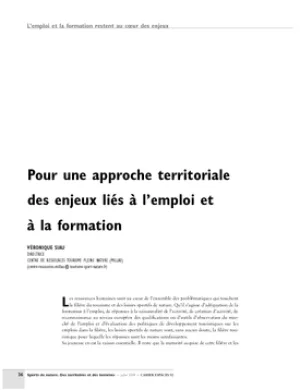 Pour une approche territoriale des enjeux liés à l'emploi et à la formation