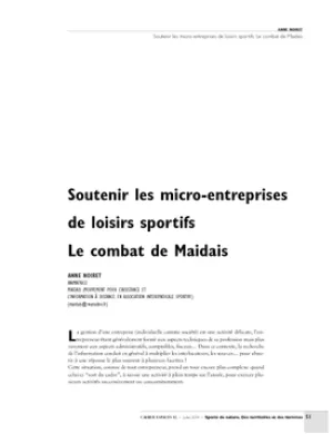 Soutenir les micro-entreprises de loisirs sportifs. Le combat de Maidais