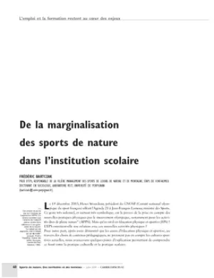 De la marginalisation des sports de nature dans l'institution scolaire