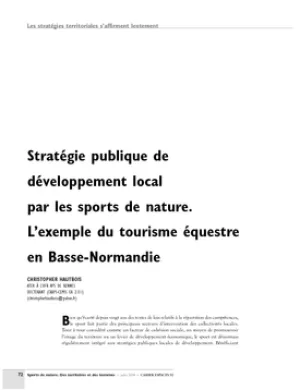 Stratégie publique de développement local par les sports de nature. L'exemple du tourisme équestre en Basse-Normandie