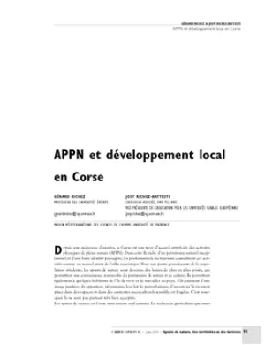 APPN et développement local en Corse