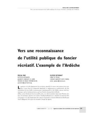 Vers une reconnaissance de l'utilité publique du foncier récréatif. L'exemple de l'Ardèche