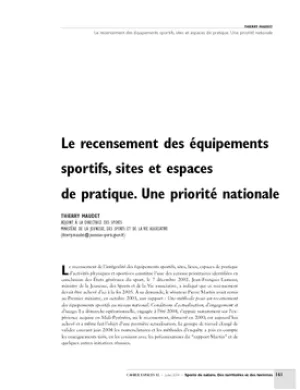 Le recensement des équipements sportifs, sites et espaces de pratique. Une priorité nationale