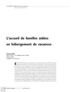 L'accueil de familles aidées en hébergement de vacances