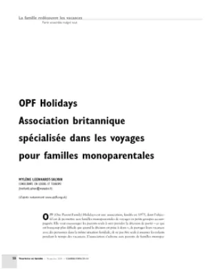 OPF Holidays, association britannique spécialisée dans les voyages pour familles monoparentales