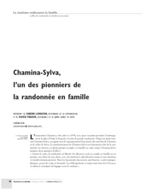 Chamina-Sylva, l'un des pionniers de la randonnée en famille